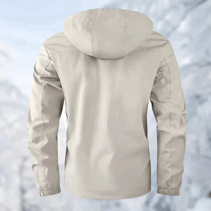 Casual men's hooded winter jacket, warm multi-pocket outerwear for everyday outdoor use.
