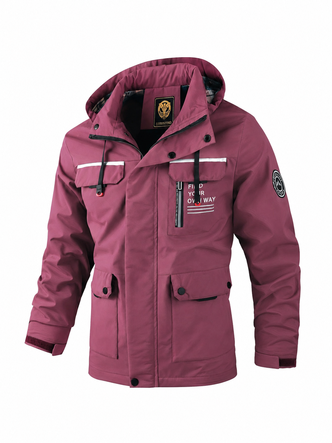 Comfortable men's hooded utility jacket. Versatile multi-pocket outerwear, great for active men's casual fashion.
