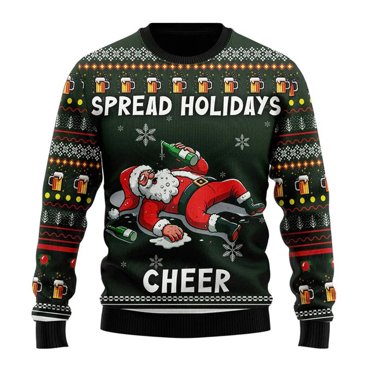 Men's casual Christmas sweater with a humorous saying, comfortable holiday apparel for winter.
