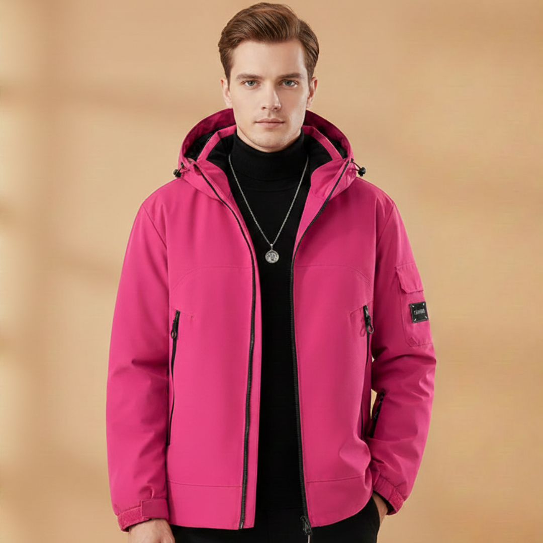 High-performance men's insulated ski jacket, essential outdoor gear for cold weather.
