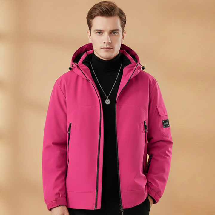 High-performance men's insulated ski jacket, essential outdoor gear for cold weather.
