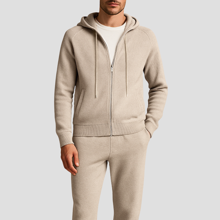 Men's knit tracksuit with a full-zip hoodie and matching joggers. Perfect for lounge, sport, or casual wear.