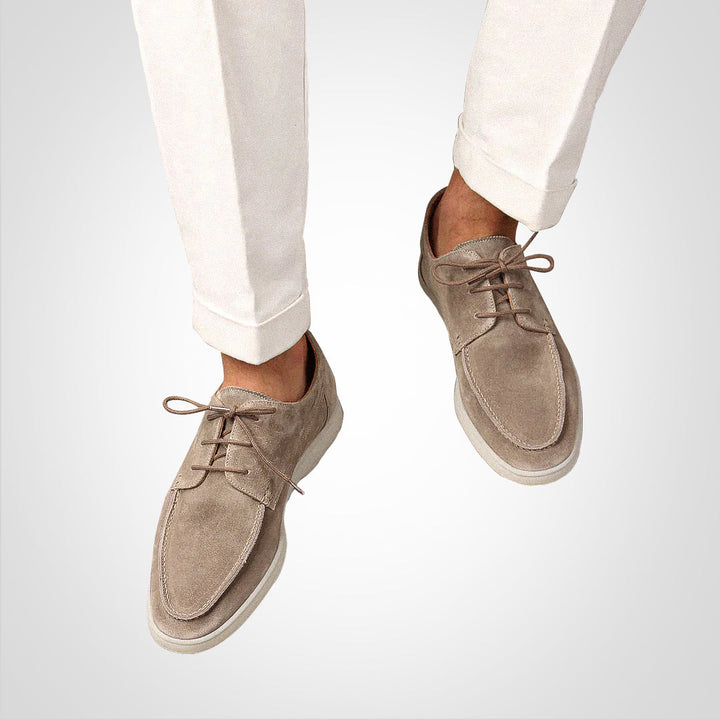 Classic men's deck shoes, available in dark blue & beige, for a relaxed yet stylish summer.