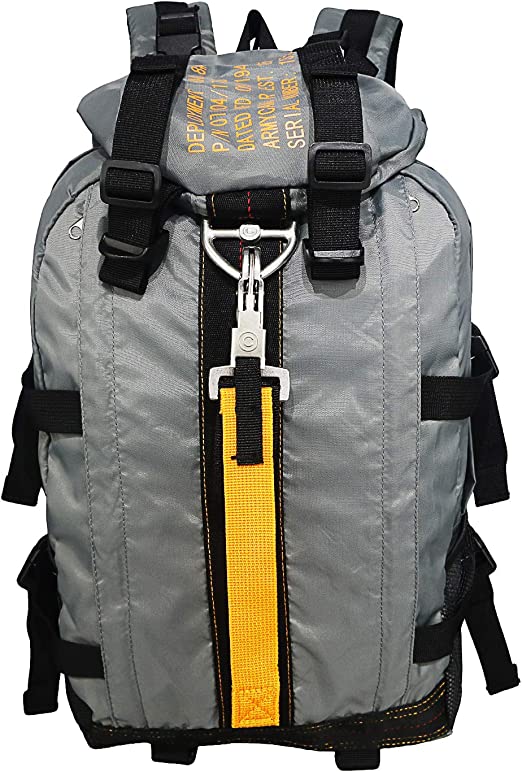 Spacious men's water-resistant tactical backpack with multiple compartments for outdoor adventures.