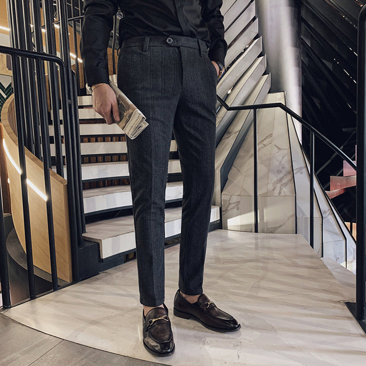 Men's Lawson slim-fit herringbone dress pants, perfect for tailored formal or smart casual wear.