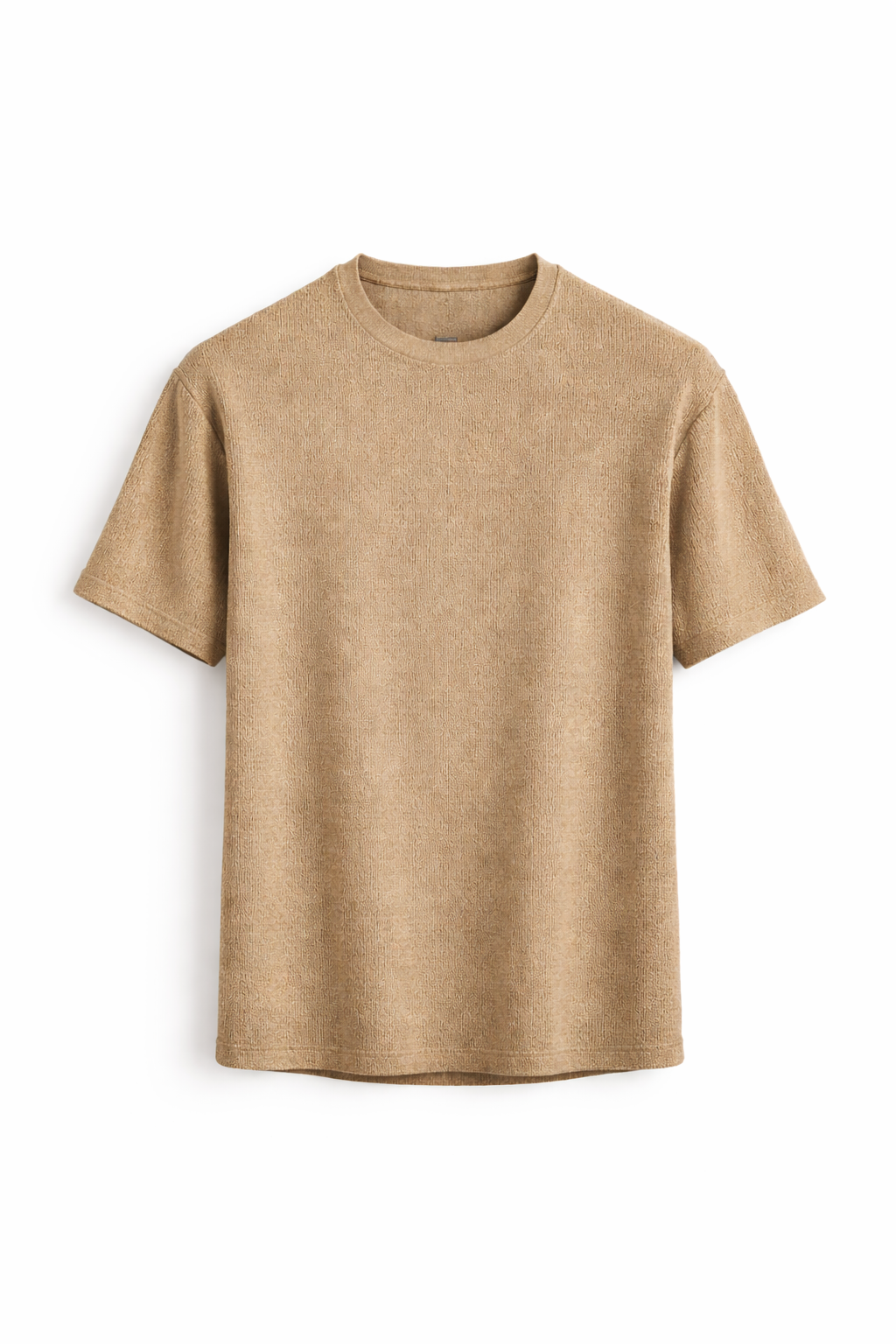Black men's textured short sleeve tee, relaxed fit, versatile and comfortable for everyday casual wear.