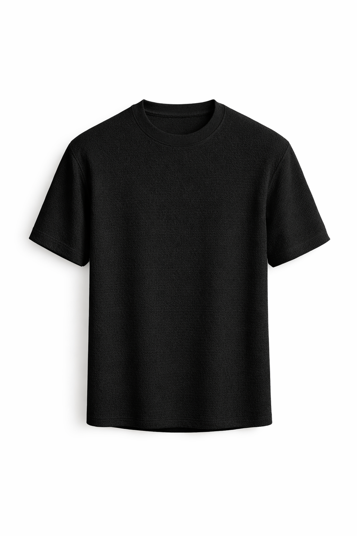 Light blue textured men's t-shirt, short sleeve, relaxed fit summer top for ultimate casual comfort.