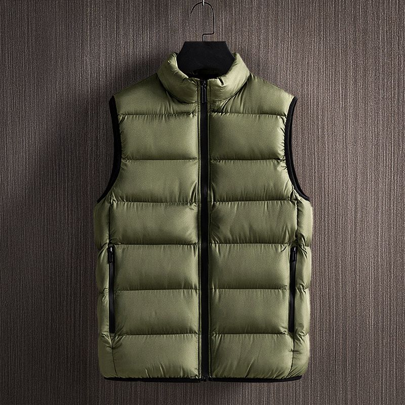 Versatile men's puffer vest, sleeveless for layering. Perfect winter vest for warmth and outdoor activities.