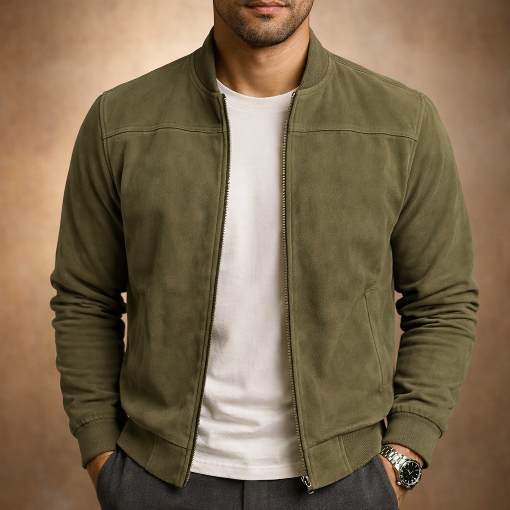 Stylish men's lightweight bomber jacket, ideal for casual wear, featuring a comfortable fit & modern design.