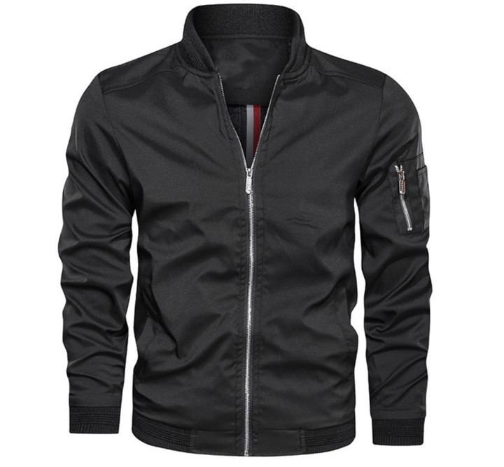 Men's lightweight bomber jacket, perfect casual outerwear for spring & fall. Stylish, comfortable zip-up long sleeve.