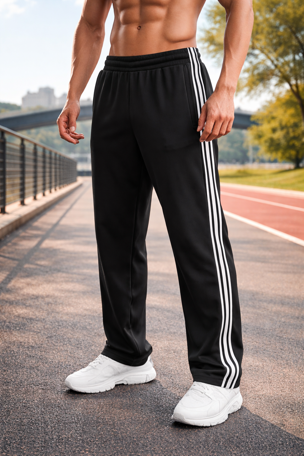 Comfortable men's drawstring joggers, ideal for casual wear, sports & training.