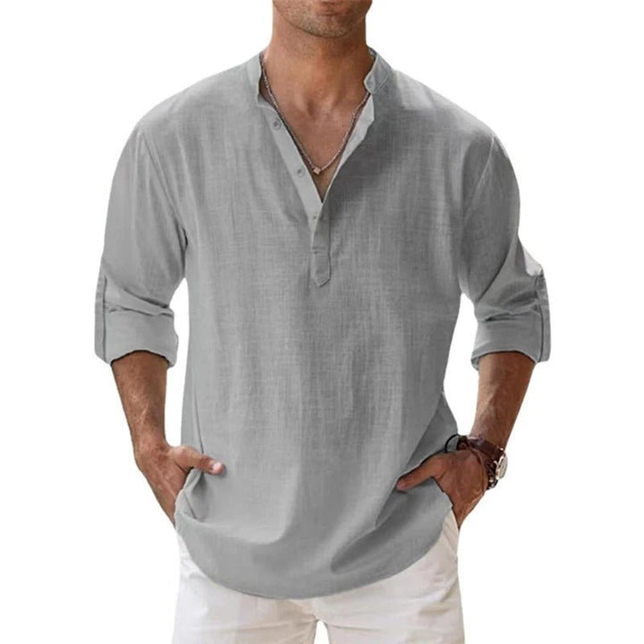 Lightweight men's casual shirt, perfect for summer. Breathable fabric ensures stylish comfort & everyday wear.