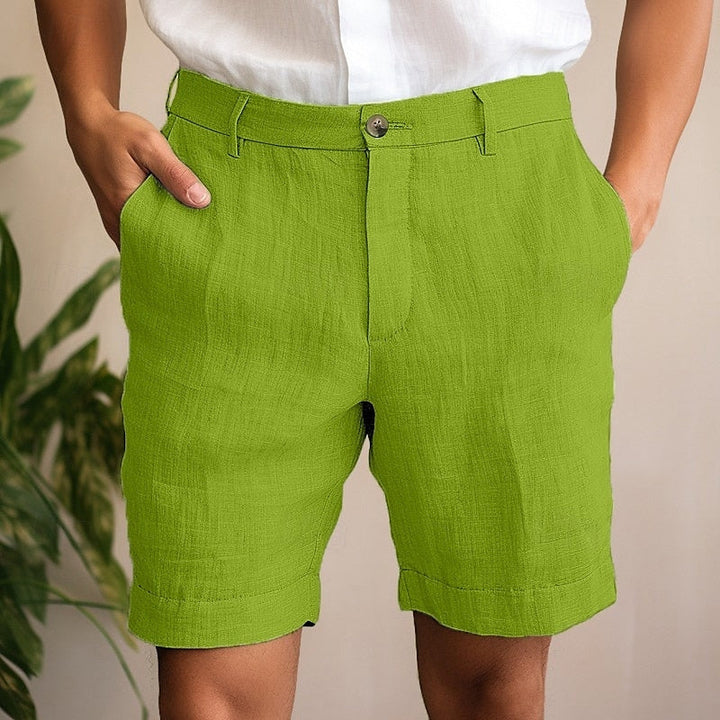 Lightweight men's summer chino shorts, great for comfort, style, and warm weather wear.