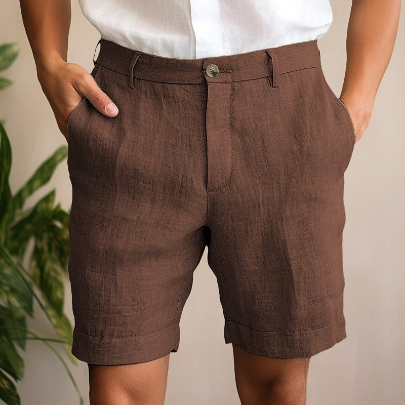 Knee-length men's lightweight chino shorts, perfect for casual summer fashion & vacations.