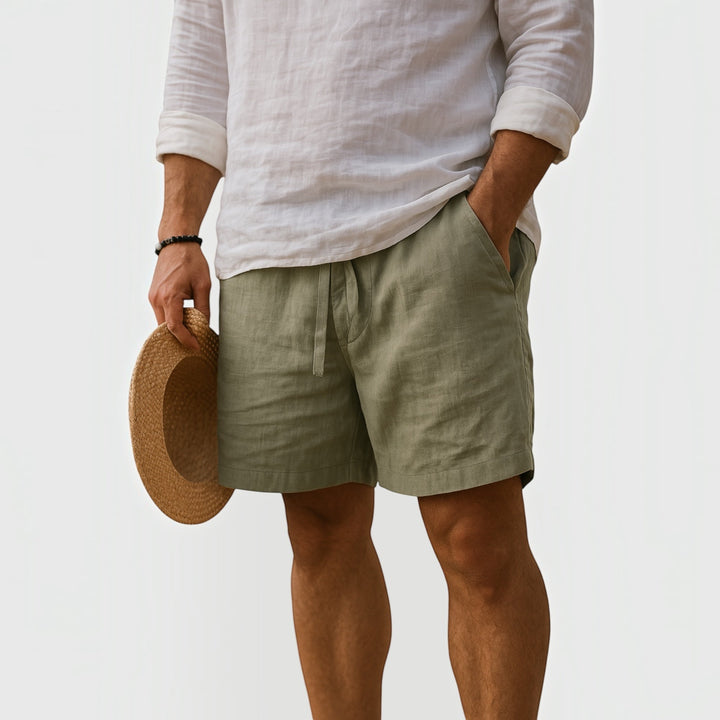 Back view of men's lightweight comfort fit shorts, great for summer casual wear and vacation trips.