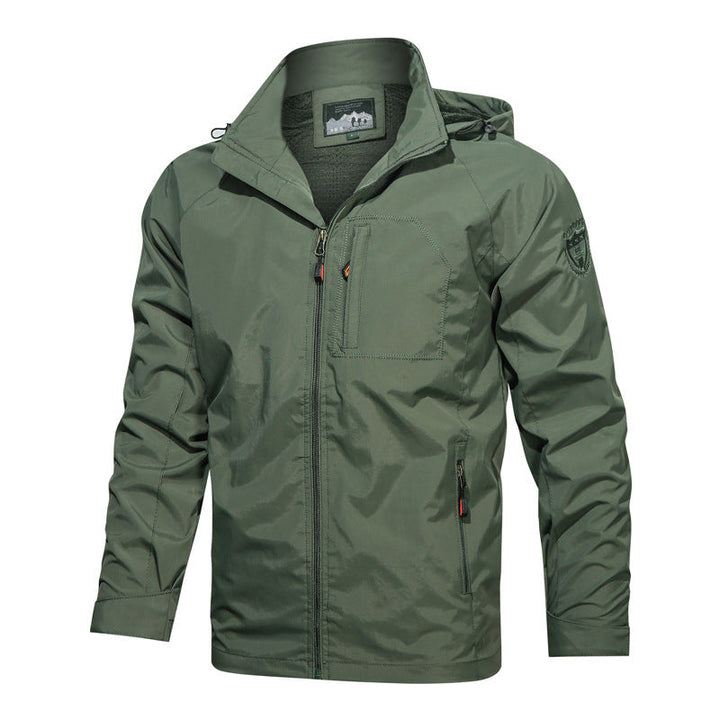 Men's lightweight hooded casual jacket with full zip, perfect for spring & fall outerwear.