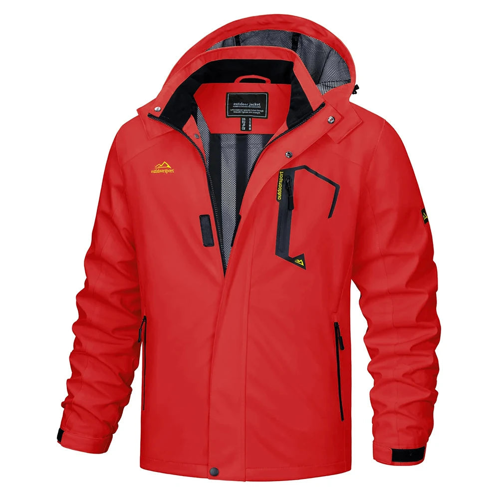 Casual men's lightweight jacket, waterproof and hooded for unpredictable weather conditions.