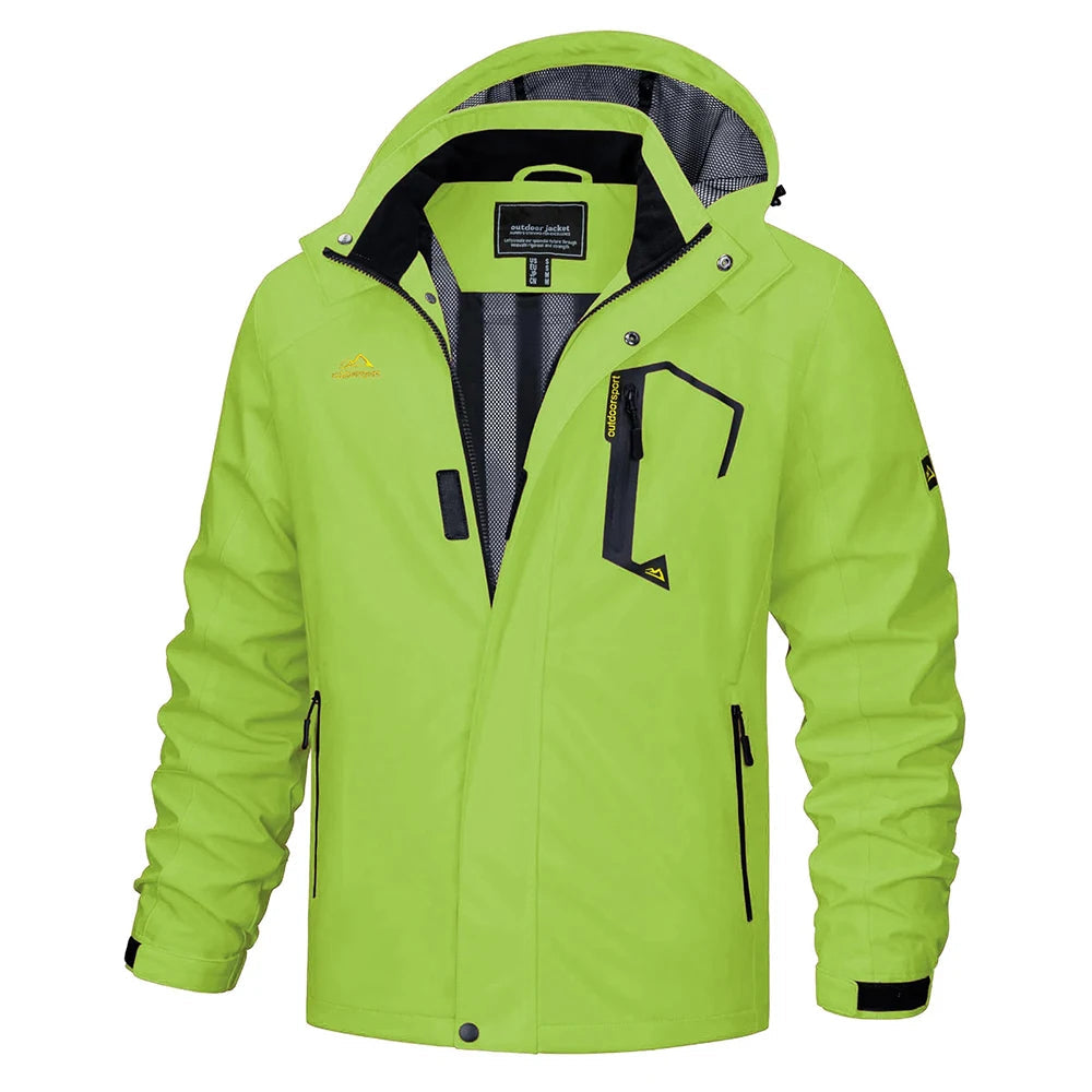 Comfortable men's activewear jacket, lightweight and hooded for effective rain protection.