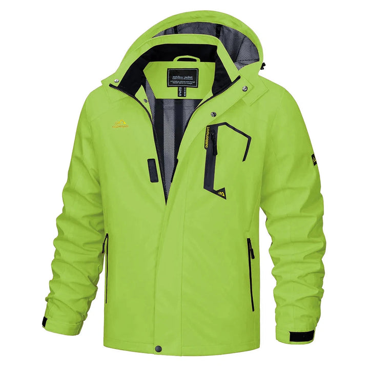 Comfortable men's activewear jacket, lightweight and hooded for effective rain protection.