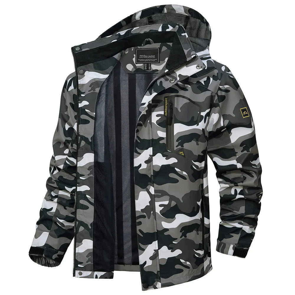 All-weather men's lightweight outdoor jacket, a durable waterproof windbreaker for protection.