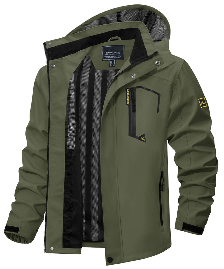 Men's spring rain jacket, a versatile hooded windbreaker for everyday protection from elements.