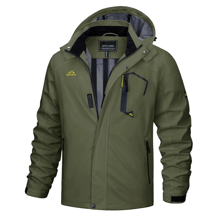 Fall men's outerwear: a lightweight, waterproof, and hooded rain jacket for comfort.