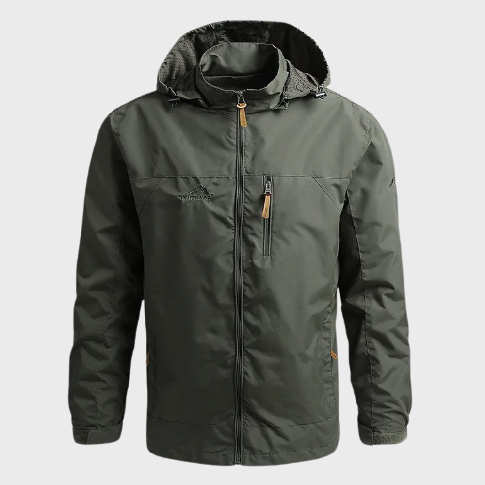 Durable men's lightweight hooded windbreaker jacket for all seasons, great for activewear and outdoor adventures.