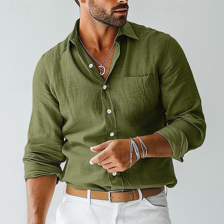 Stylish men's short sleeve casual shirt in khaki, ideal for comfortable everyday wear during summer.