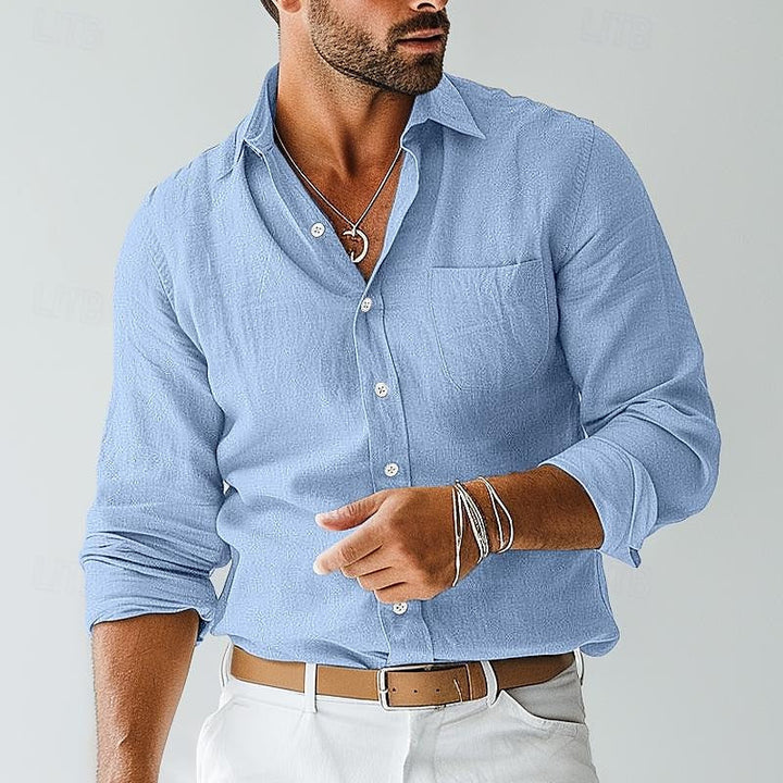 Lightweight men's khaki summer shirt for warm weather, a comfortable and stylish short sleeve top for everyday.