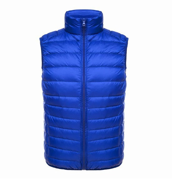 Casual men's polyester padded vest, a lightweight sleeveless jacket for everyday outerwear.