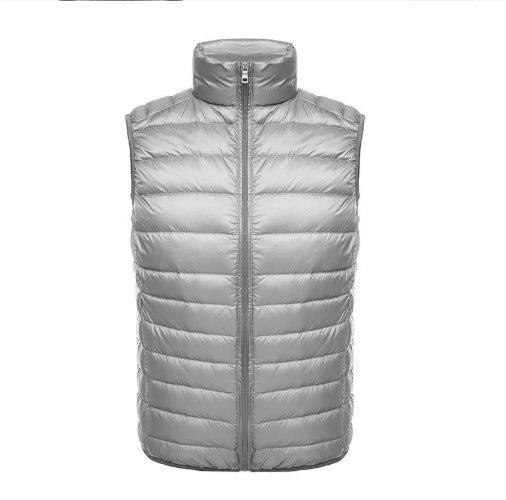 Lightweight men's padded vest with a zipper closure, a comfortable outerwear gilet for all seasons.