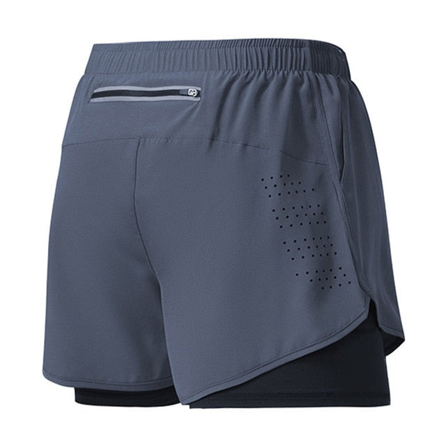 Men's lightweight quick-drying running shorts with secure zipper pockets, ideal for performance activewear.
