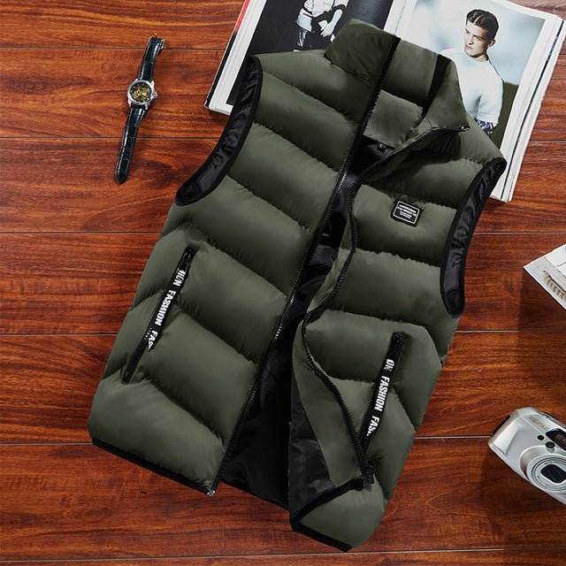 Versatile men's quilted vest, great for adding warmth without bulk in cooler weather.