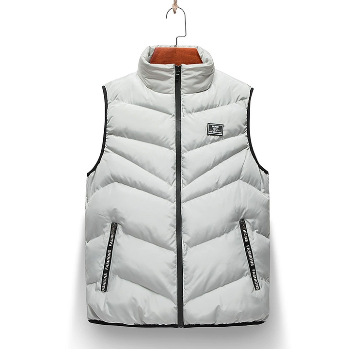 Modern men's fall/winter puffer vest, quilted design. Lightweight sleeveless outerwear for urban style.