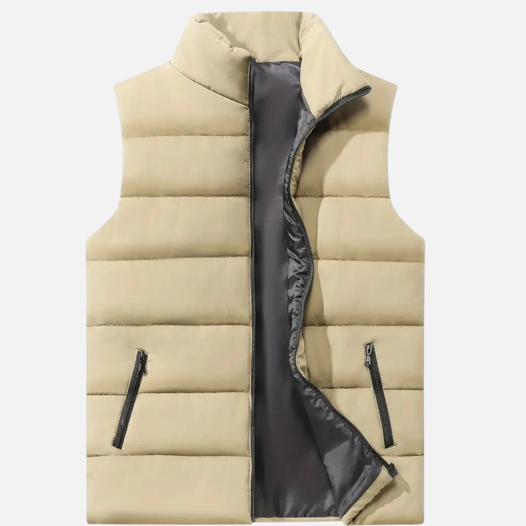 Men's lightweight quilted vest for winter warmth & outdoor layering. Sleek insulated gilet.