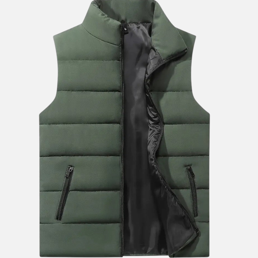 Sleek & comfortable men's lightweight quilted vest for winter insulation and everyday wear.