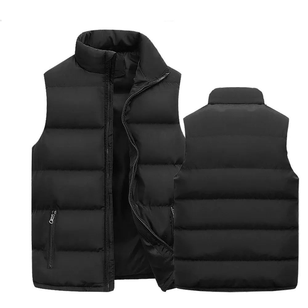 Stylish men's quilted vest, a lightweight outerwear option for cooler weather.