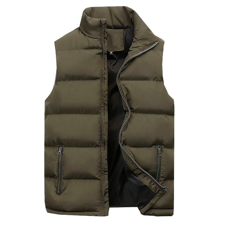 Flat lay of a men's lightweight quilted vest, highlighting its texture and design.