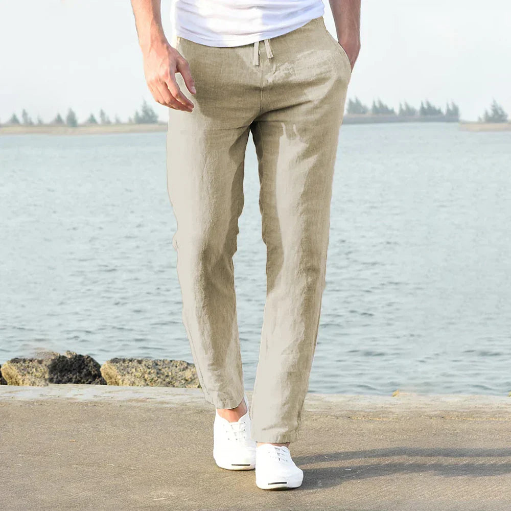Stylish men's trousers in a relaxed fit, suitable for casual summer fashion.