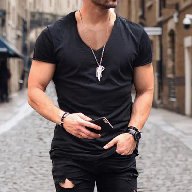 Stylish men's summer t-shirt, lightweight and breathable. Short sleeve, basic tee for casual, comfortable wear.