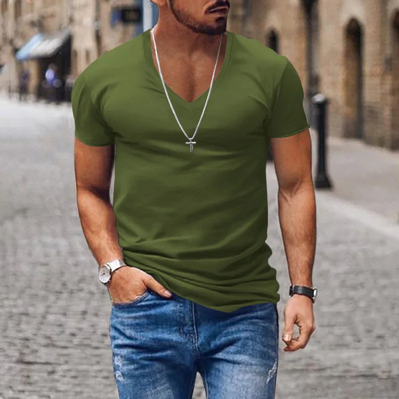 Lightweight men's top, a comfortable short-sleeve t-shirt with a relaxed fit, ideal for summer casual wear.