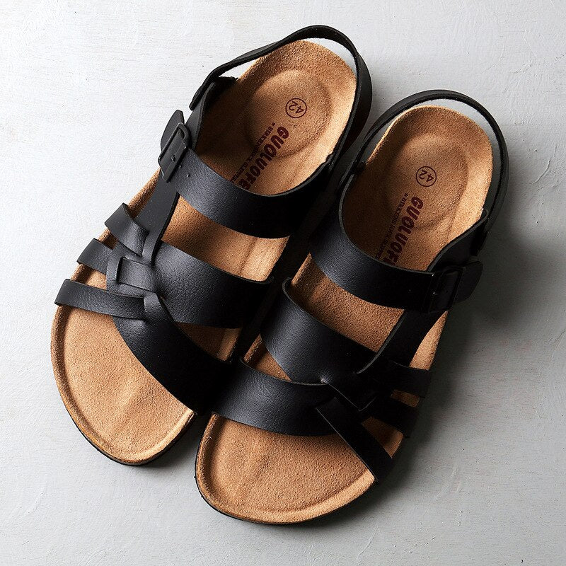 Durable men's beach sandals, open-toe & lightweight, perfect for summer casual wear & comfortable walking.