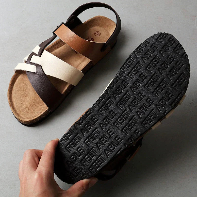 Men's open-toe slip-on sandals, lightweight & comfortable, ideal summer footwear for beach, casual & walking.
