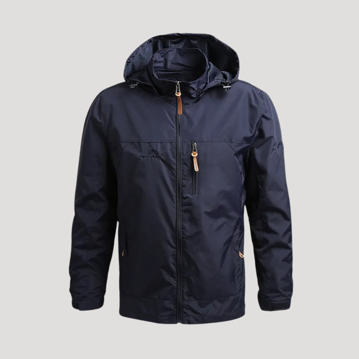 Stylish men's spring jacket with a hood, ideal for outdoor activities and everyday fashion.