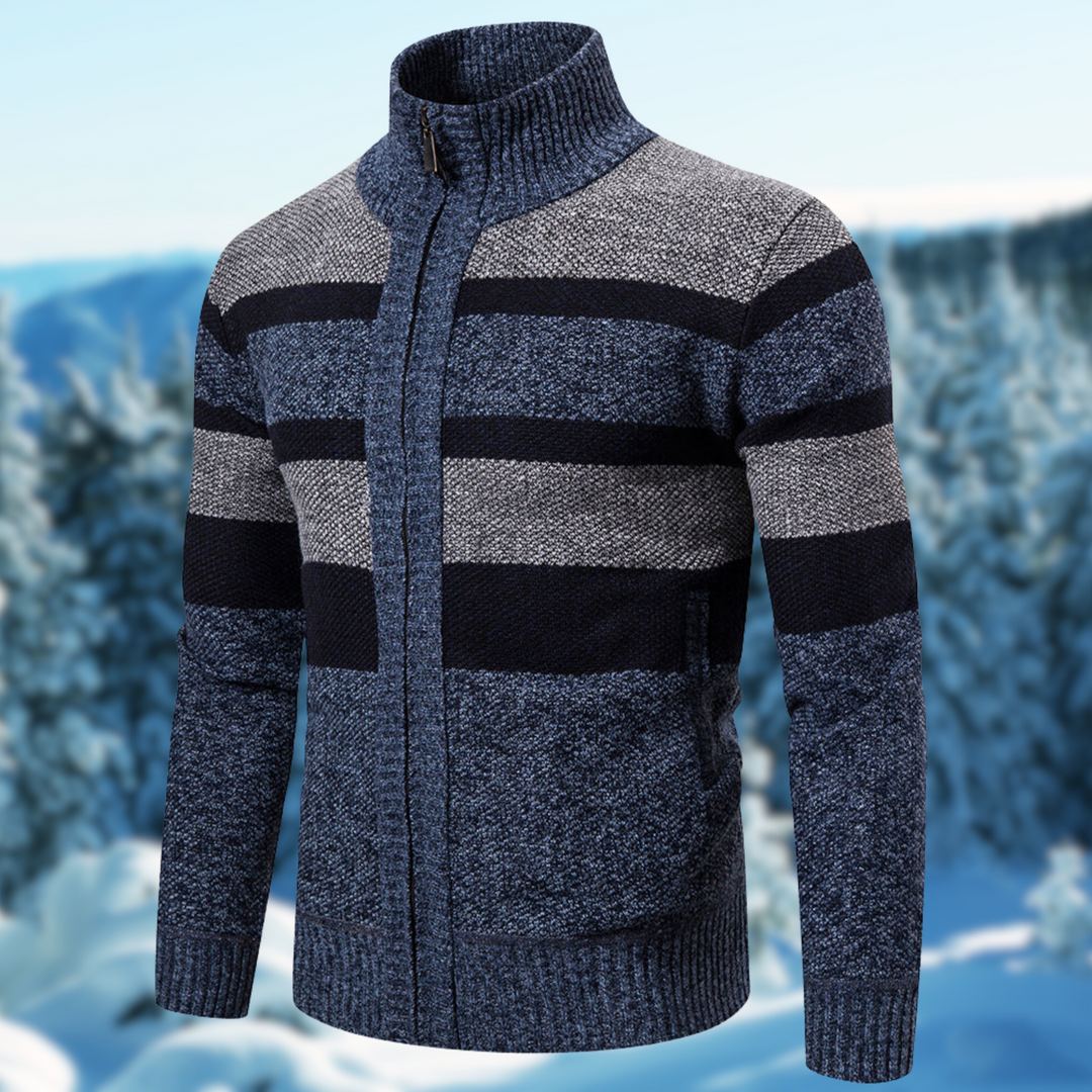Men's lightweight striped knit sweater for stylish everyday wear. Comfortable casual long-sleeve men's fashion.