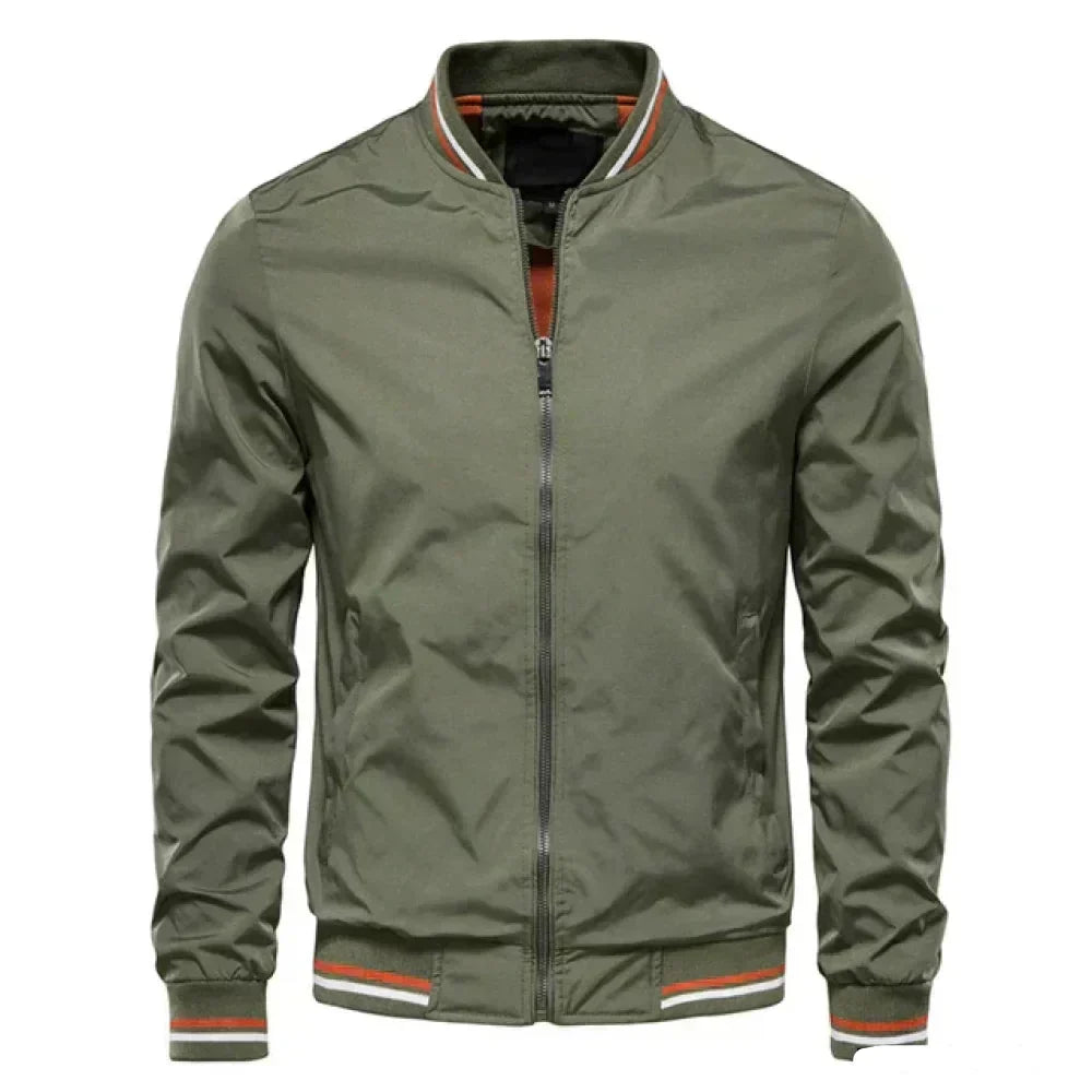Versatile men's summer bomber jacket. Comfortable lightweight outerwear, key men's fashion staple.