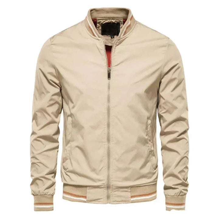 Stylish men's summer bomber jacket. Lightweight zip-up, perfect casual outerwear for modern men's fashion.