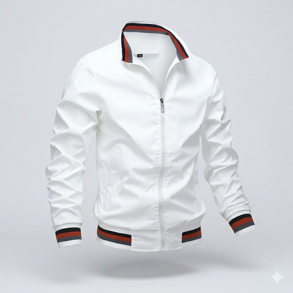 Men's lightweight summer jacket, stylish & breathable. Ideal zip-front outerwear for casual spring/summer fashion.