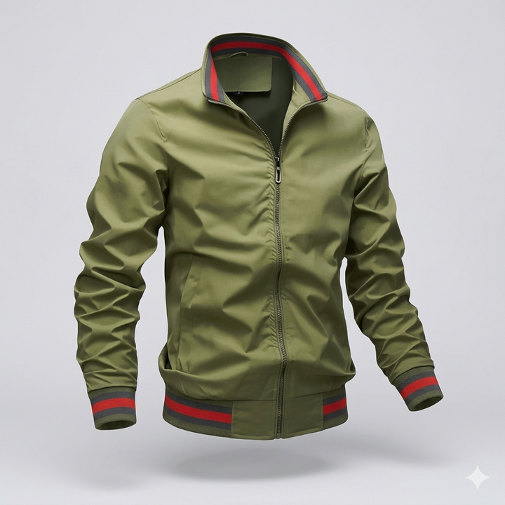 Stylish men's zip-front lightweight jacket. Breathable outerwear, perfect for versatile spring & summer casual fashion.