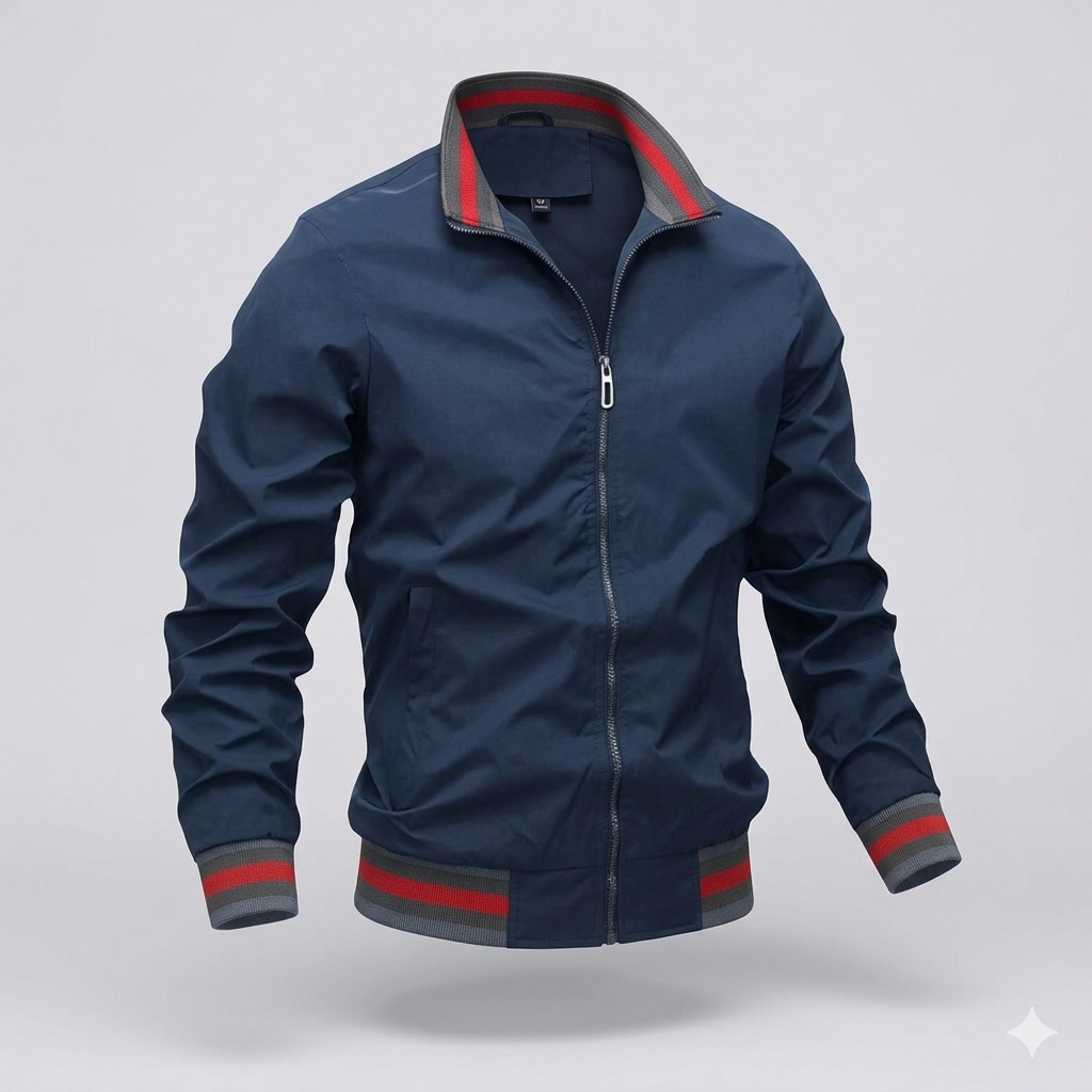 Casual men's lightweight summer jacket with zip-front. Breathable fabric for stylish everyday spring/summer wear.